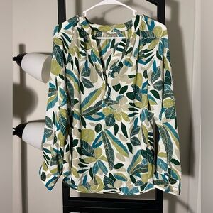 Banana Republic Leaf Print Blouse - Green and Teal